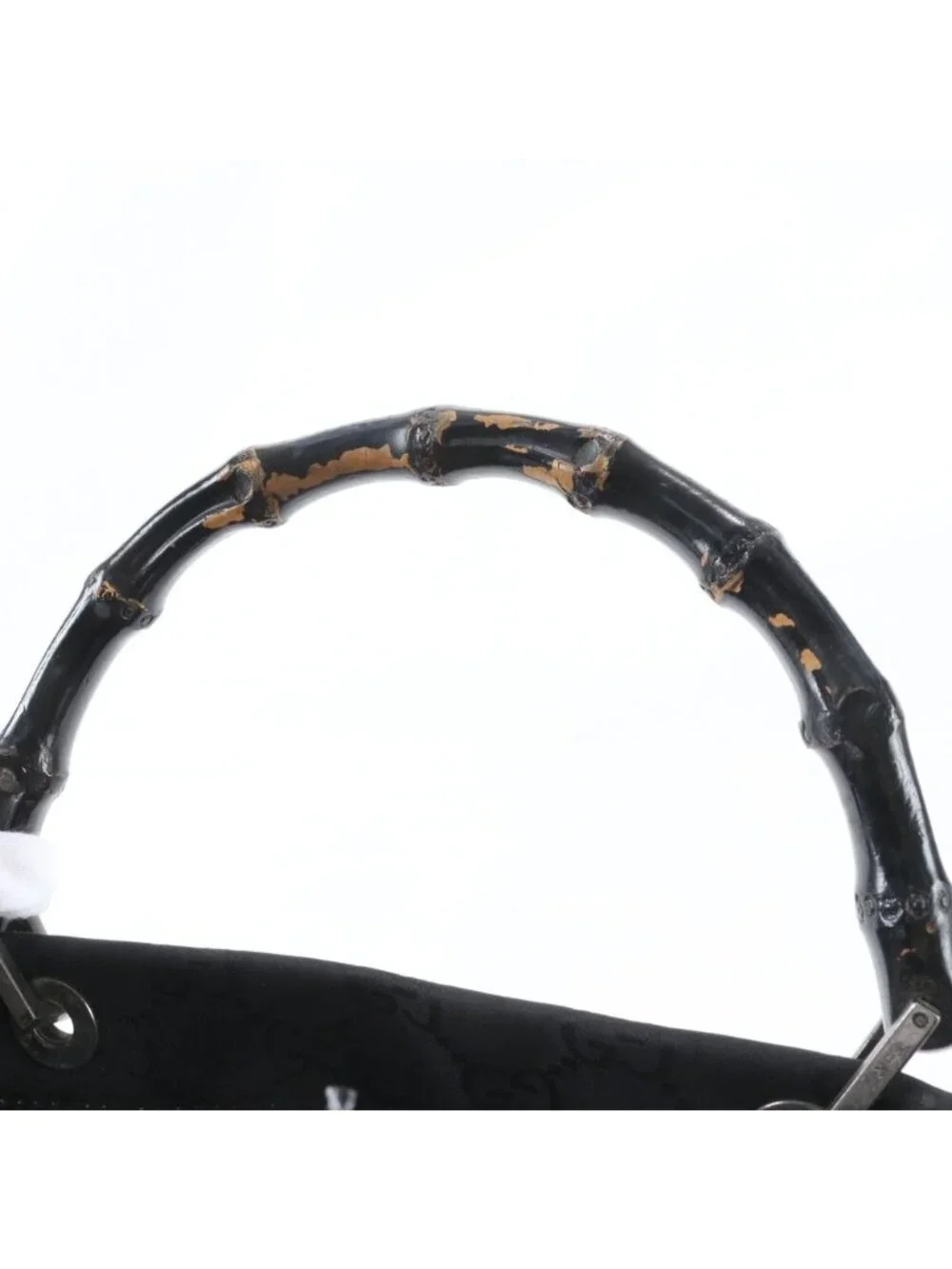 Gucci Bamboo GG Nylon 002 Handbag Tote Leather Black